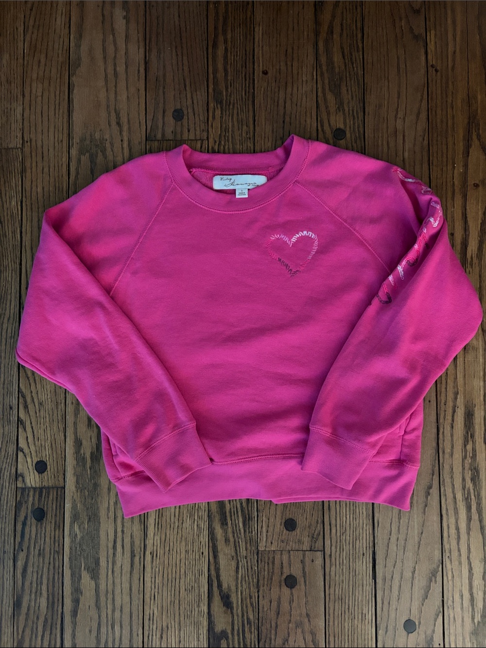 Vintage Havana Hot Pink Heart Crewneck Sweatshirt